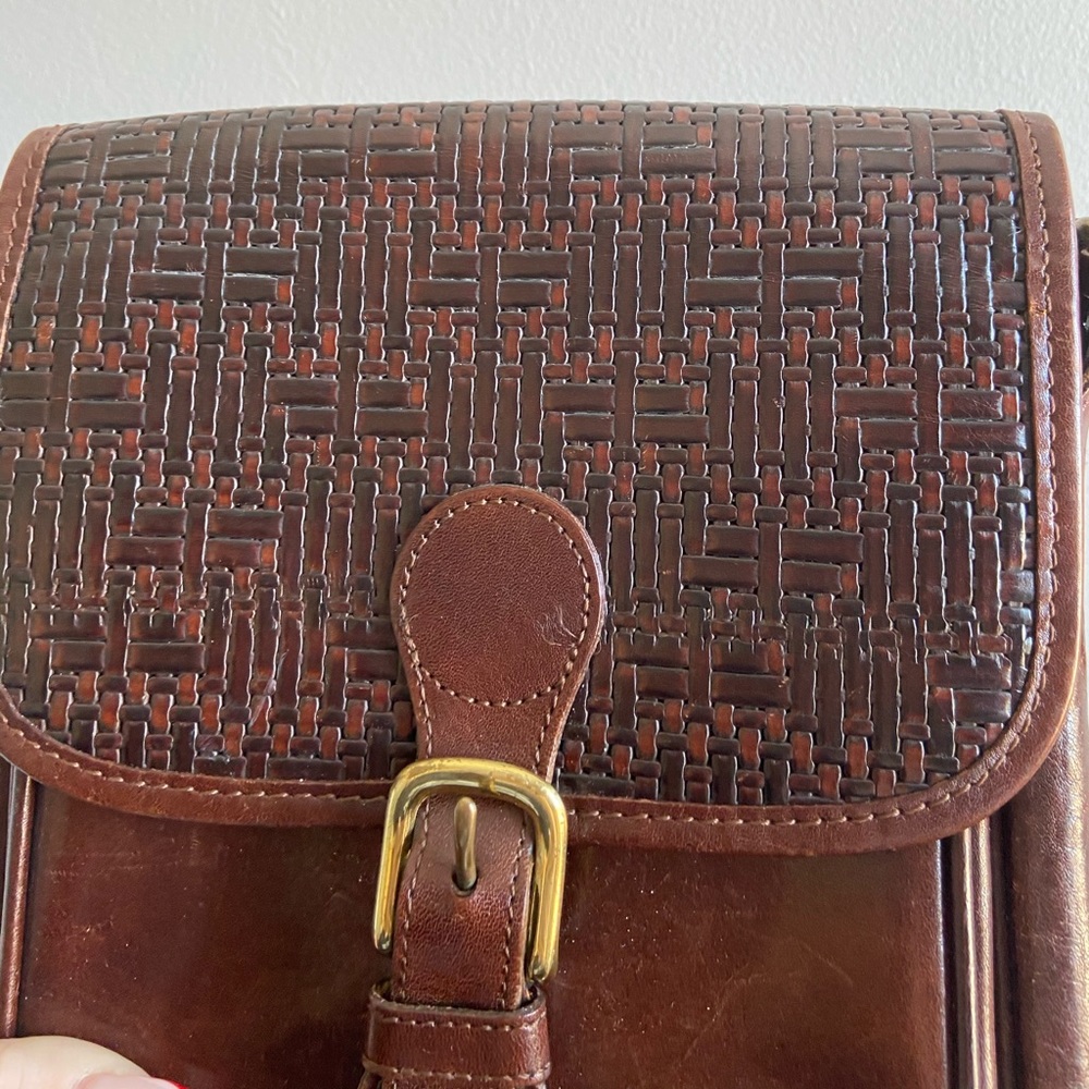 Brahmin Vintage Genuine Leather Woven Wicker Purse - Picture 2 of 9